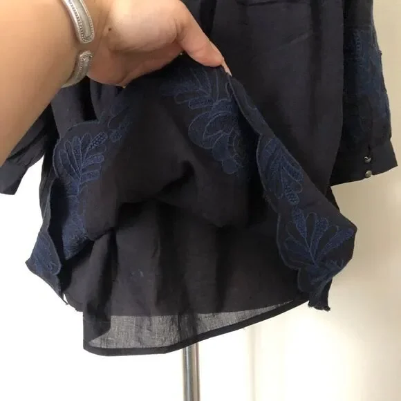 Anthropologie Navy Blue Peasant Blouse NWT - Picture 6 of 10